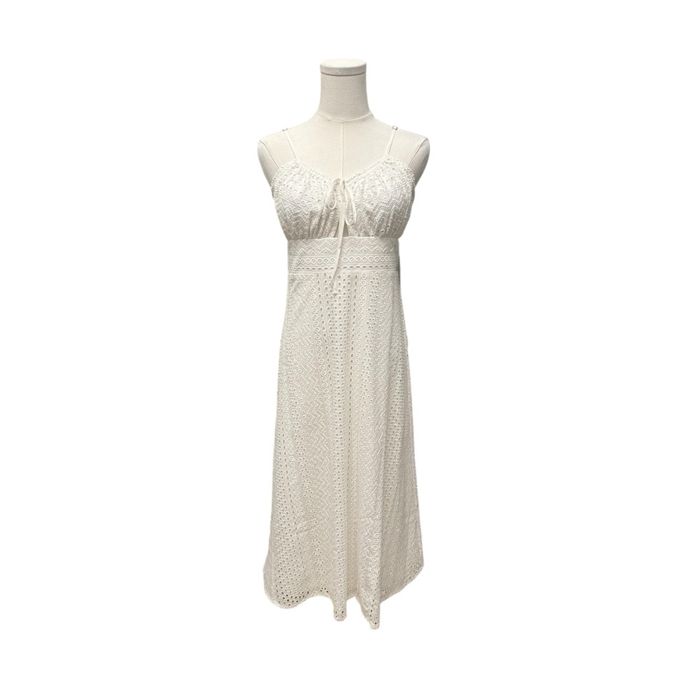 LULUS Adored Aura White Eyelet Embroidered Cutout Midi Dress Size Small $69 NWT - Picture 4 of 12